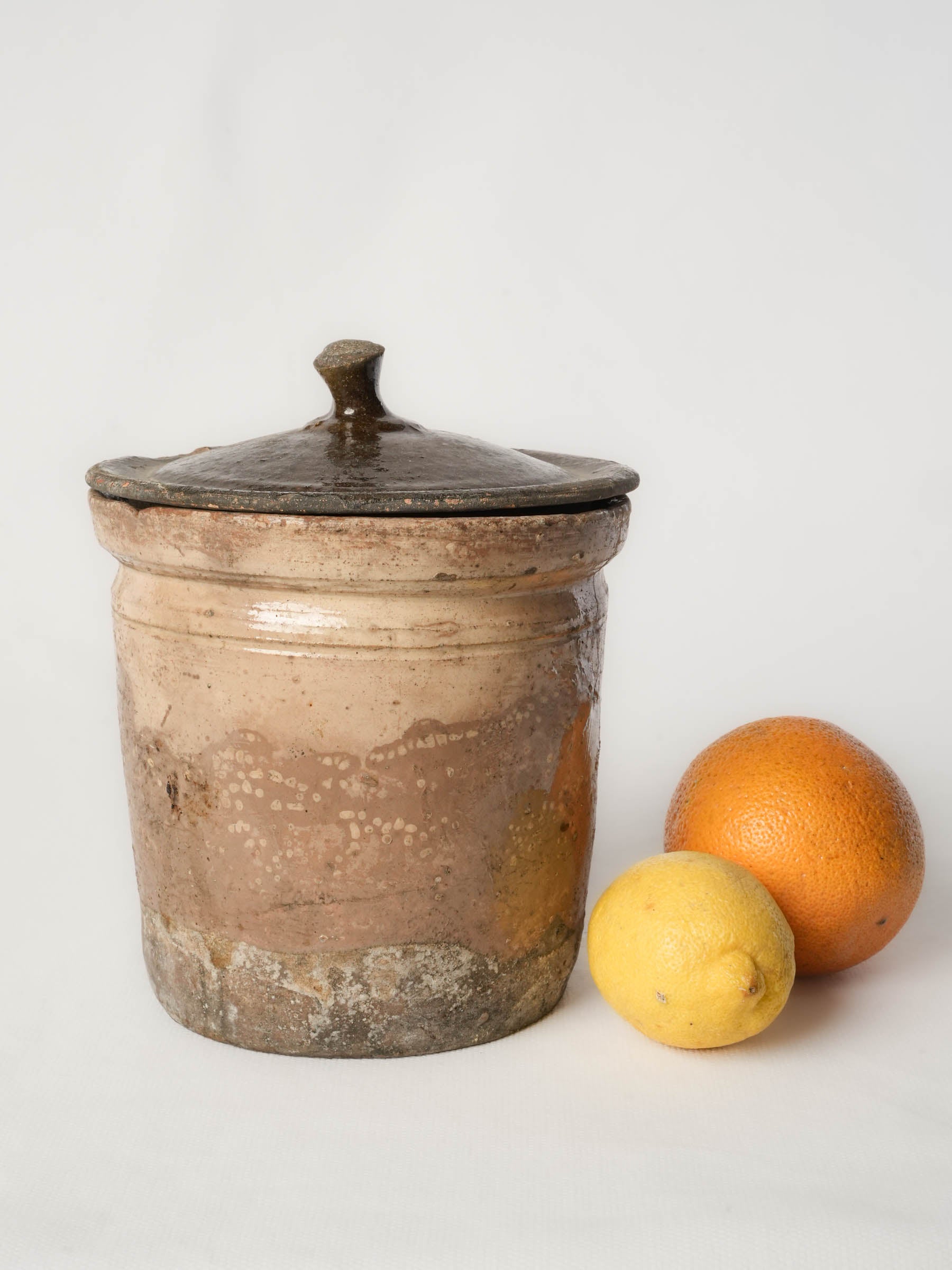 Rustic French Lidded Preserve Pot, 19th Century - 7"