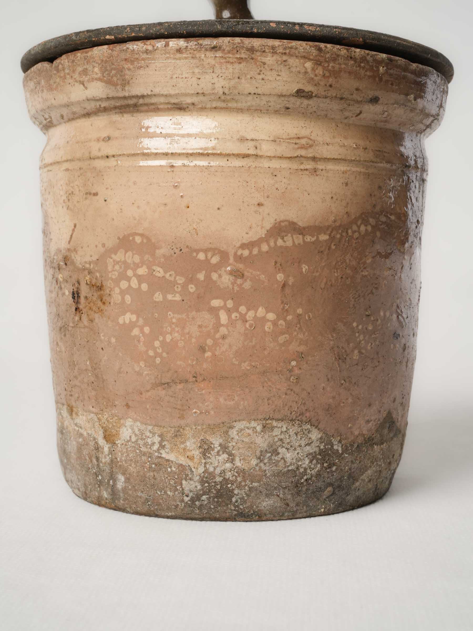 Rustic French Lidded Preserve Pot, 19th Century - 7"