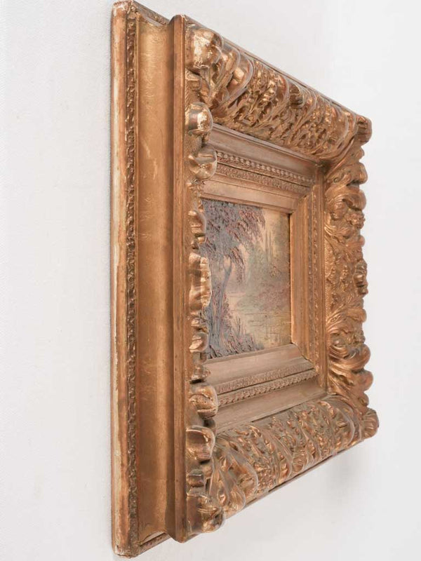 Nineteenth-century stucco-framed river artwork
