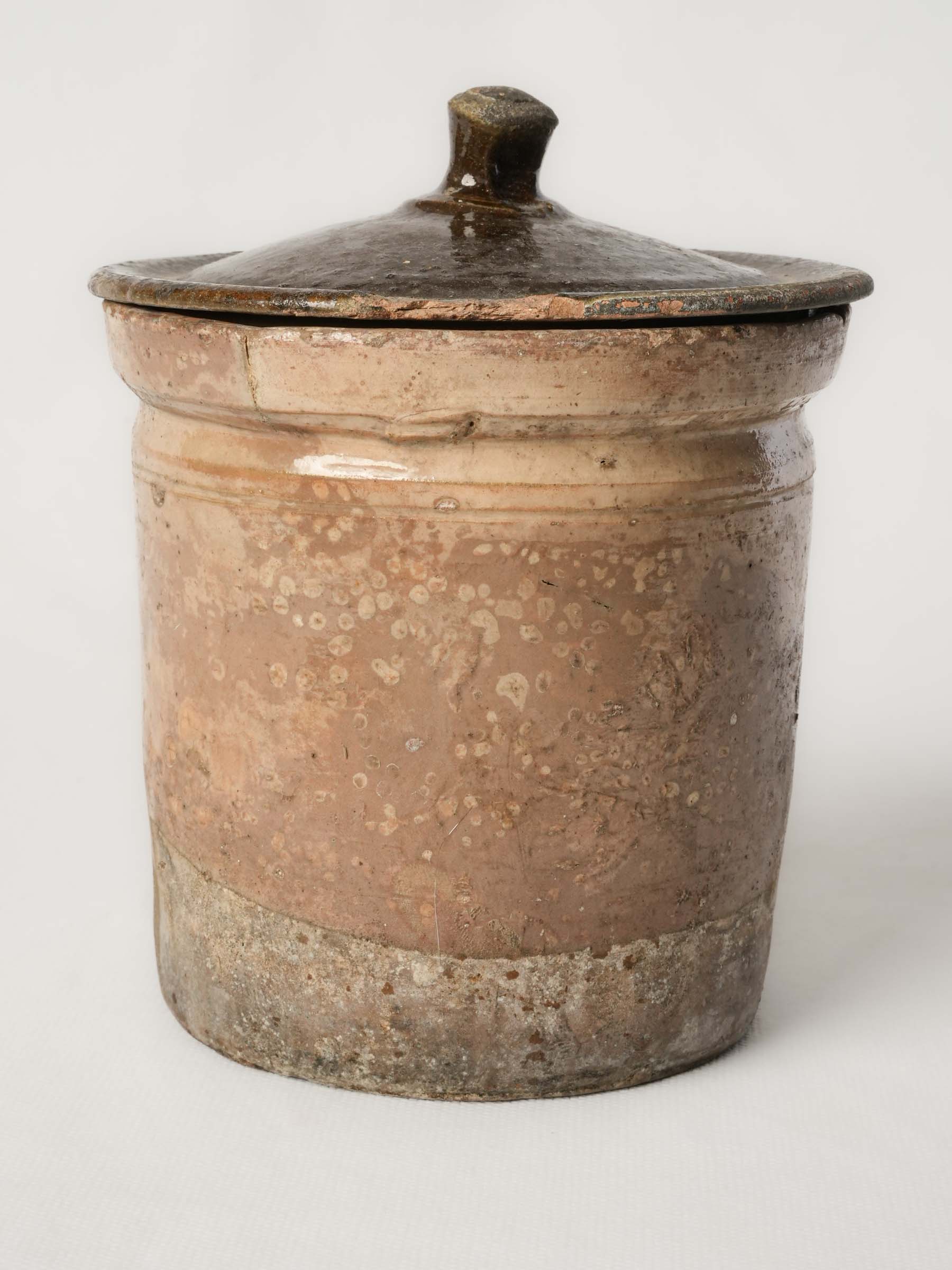 Rustic French Lidded Preserve Pot, 19th Century - 7"