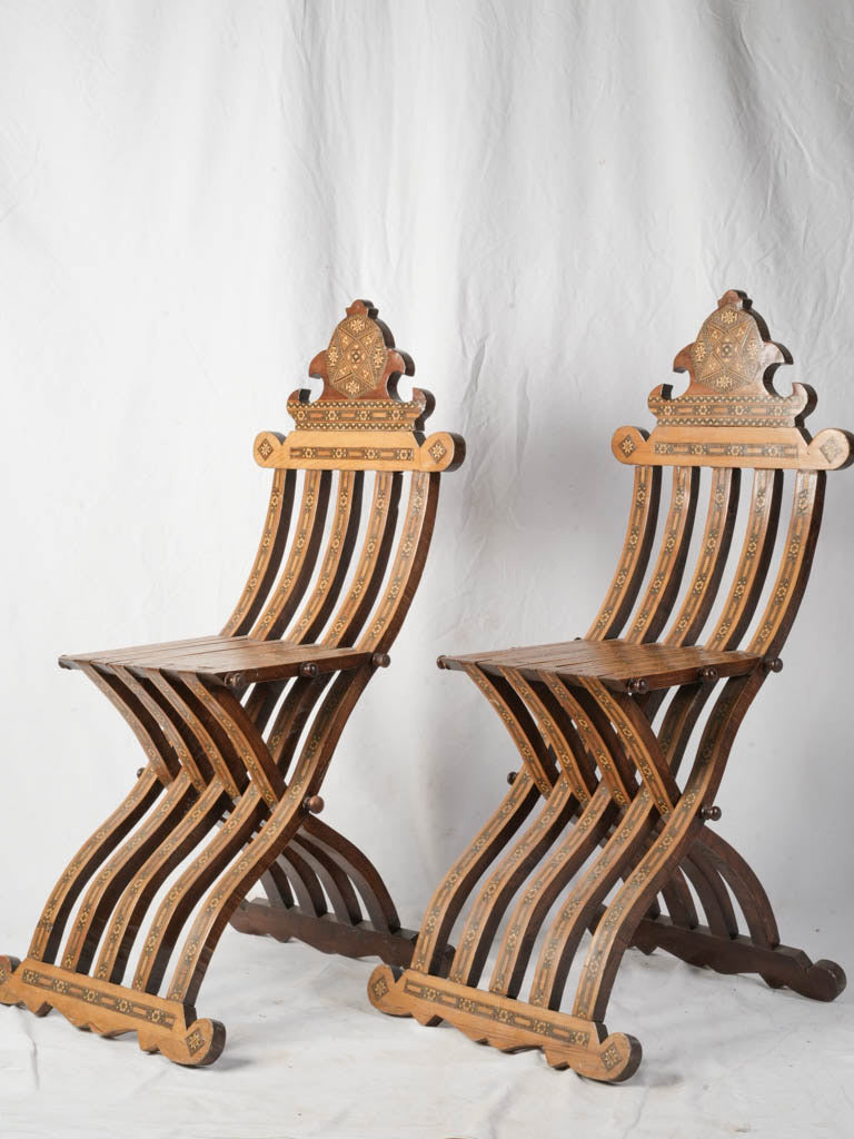 Nineteenth-century intricate wooden seats  