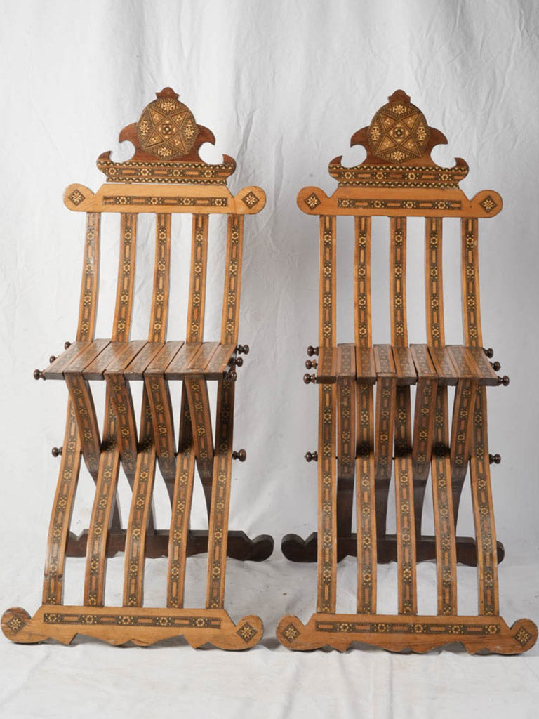 Elegant inlaid Levantine accent chairs  
