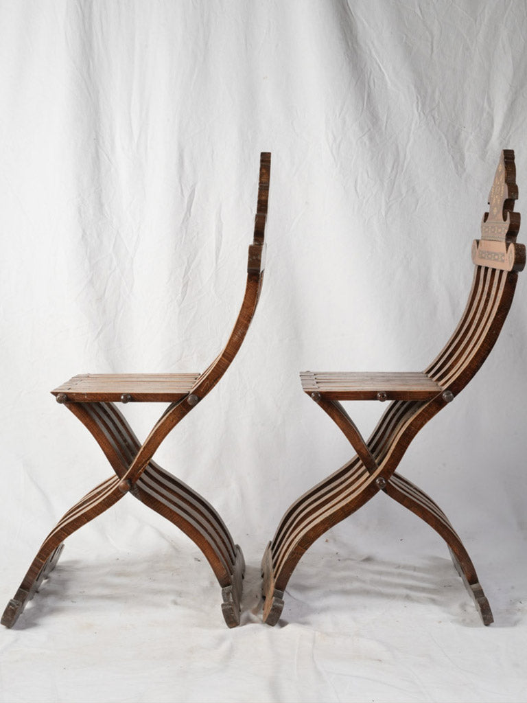 Moorish-inspired marquetry X-form chairs  
