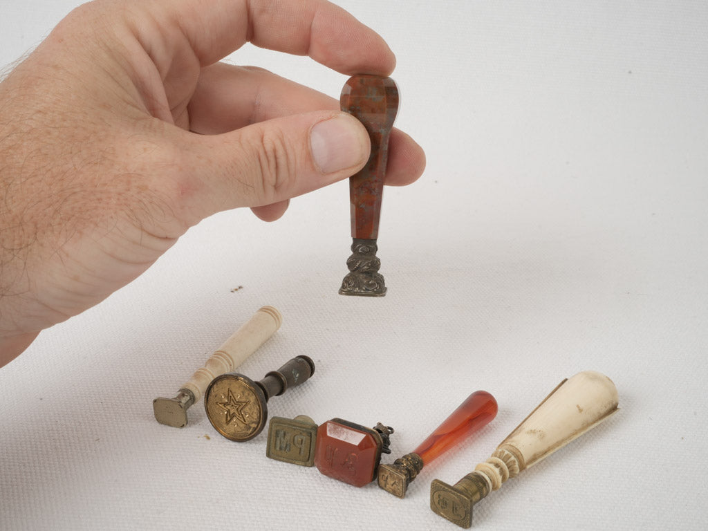 Remnant French wax seal stamp: Authentic, aged, historical