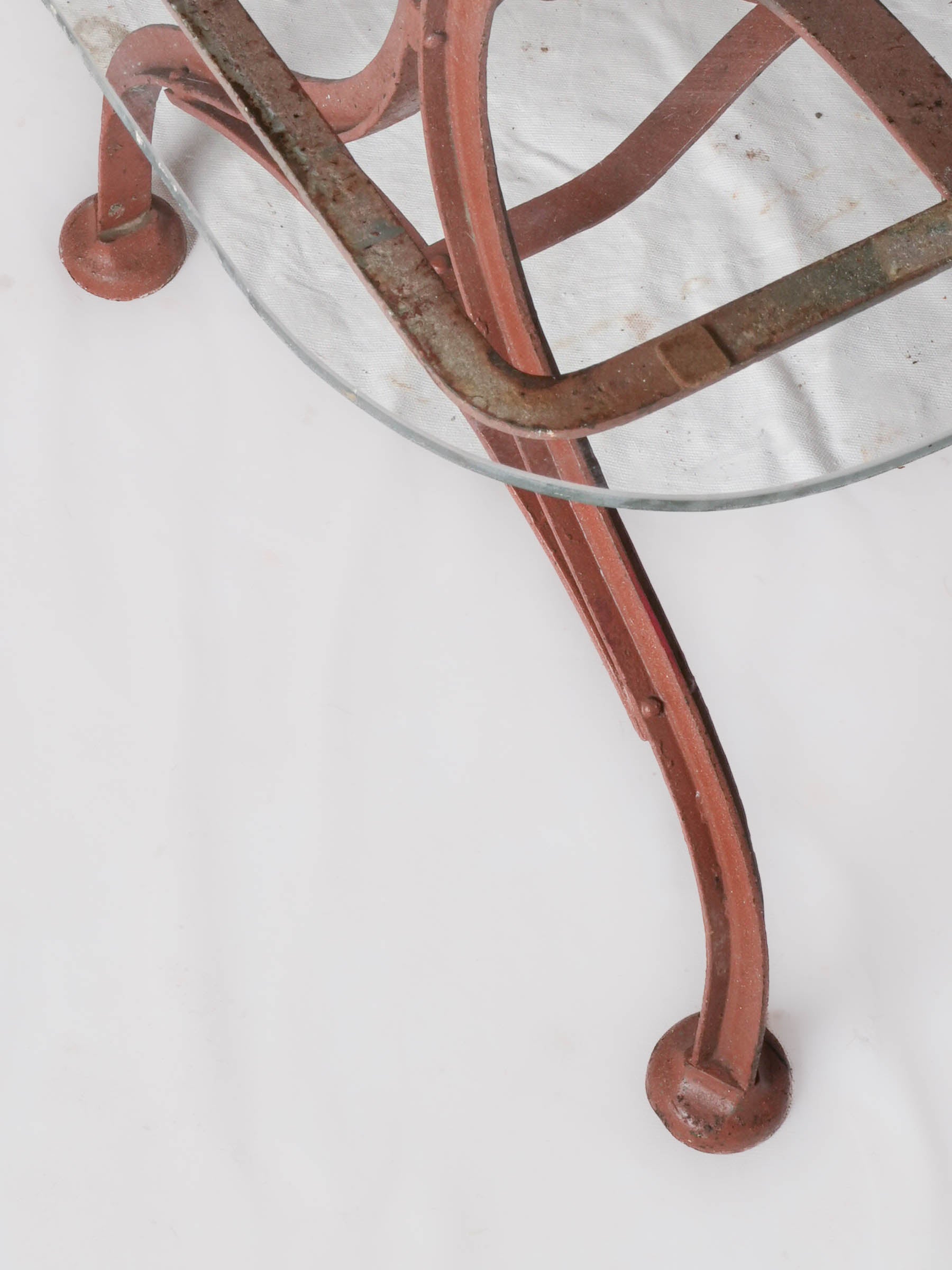 Early-20th-Century French Iron Bistro Table w/ Modern Glass Top - 45¼"