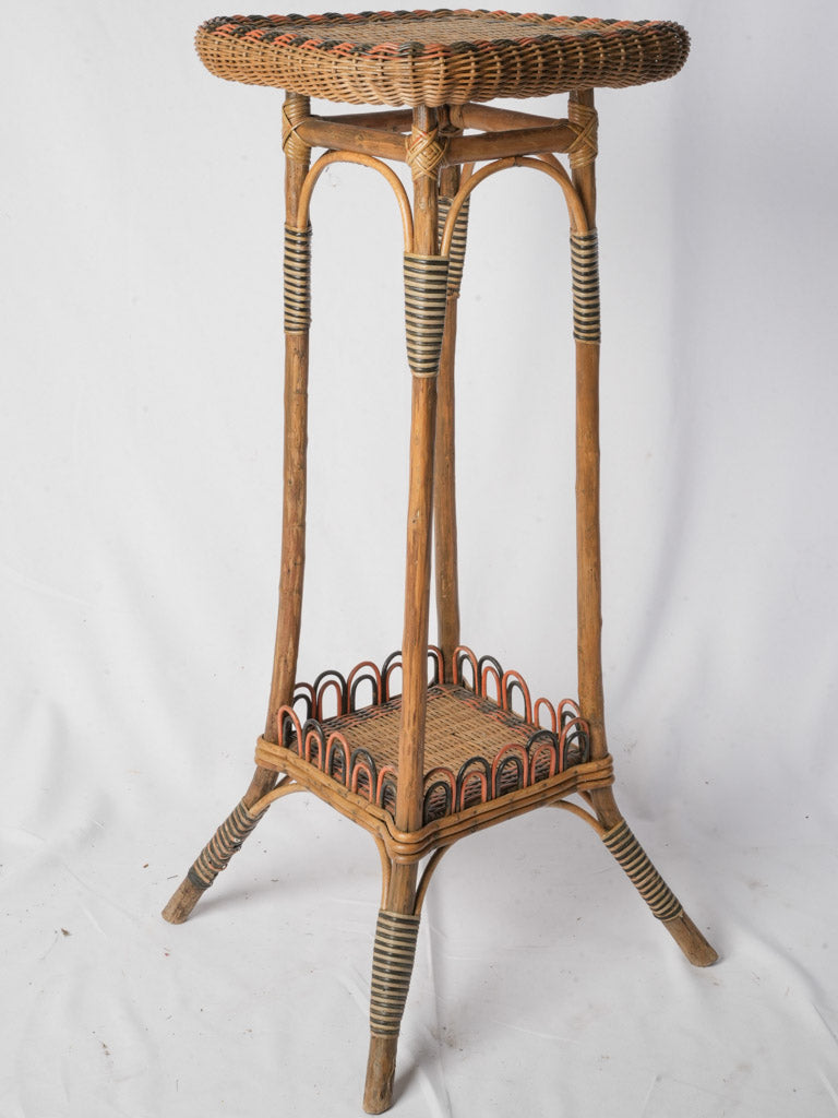 French Belle Epoque Polychrome Rattan Pedestal - 42½"