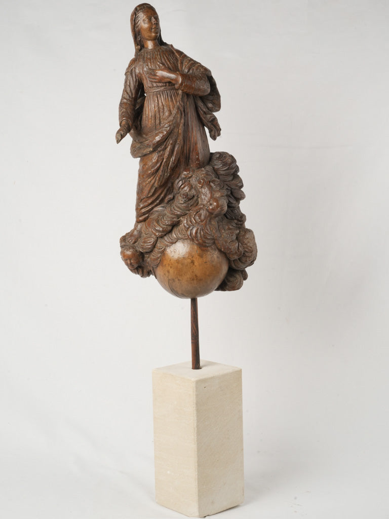 Antique carved oak religious statue  