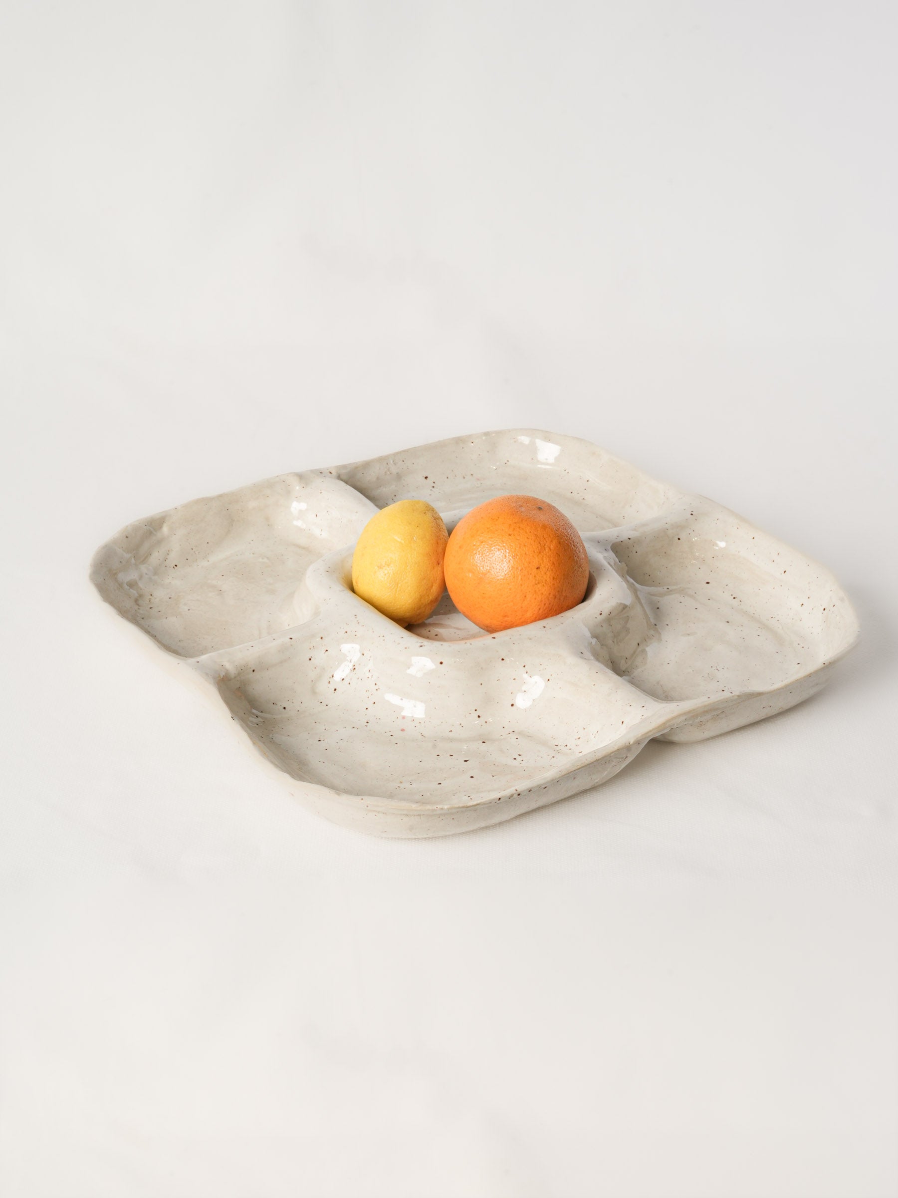 Contemporary French Artisan Ceramic Apéritif Tray - 13½" x 13½"