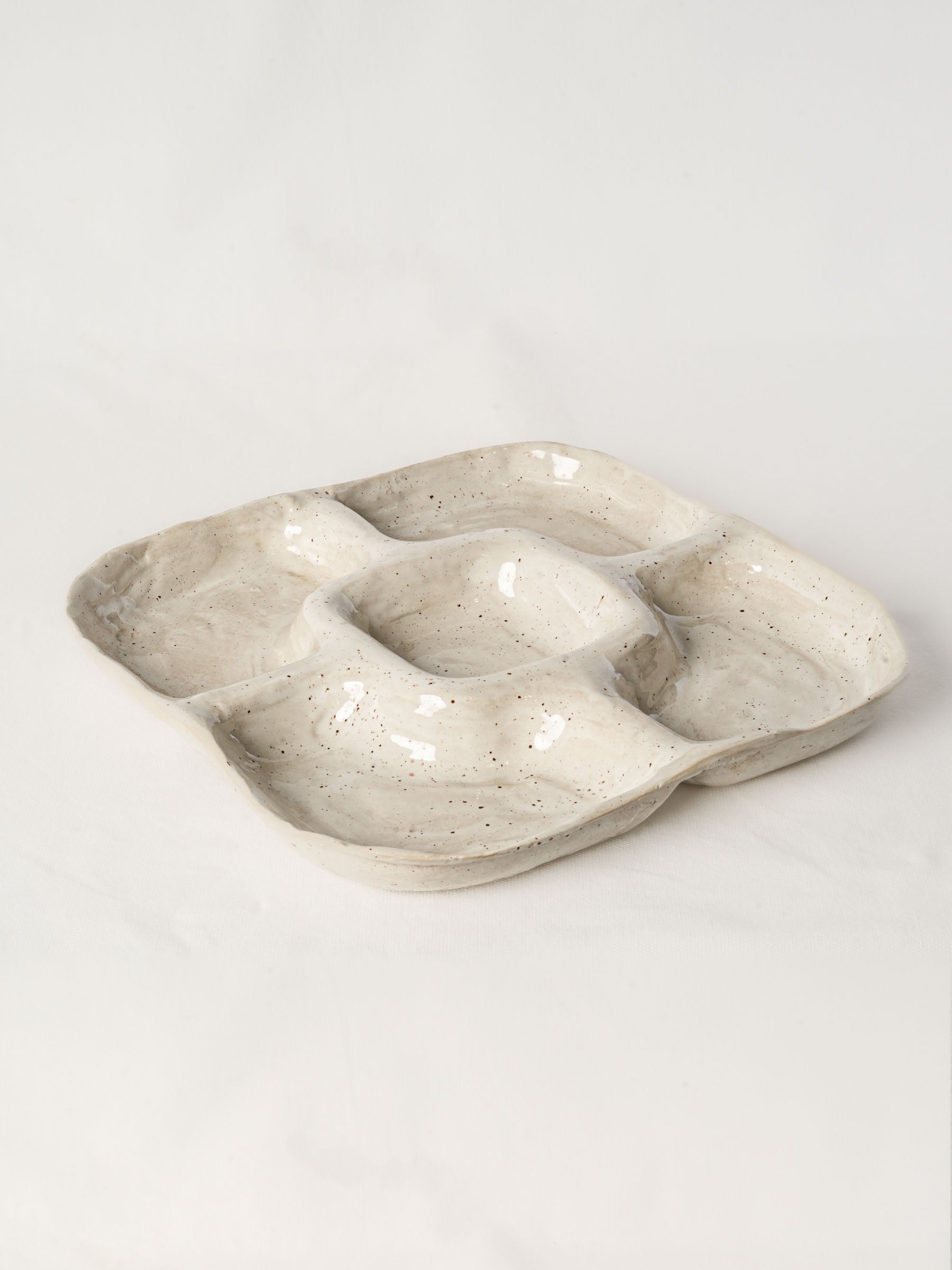 Contemporary French Artisan Ceramic Apéritif Tray - 13½" x 13½"