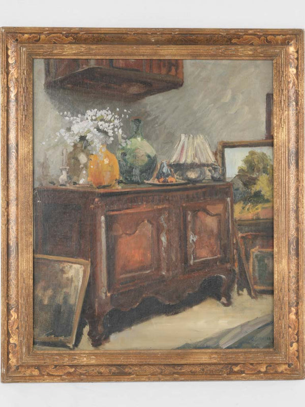Antique Provençal framed oil painting