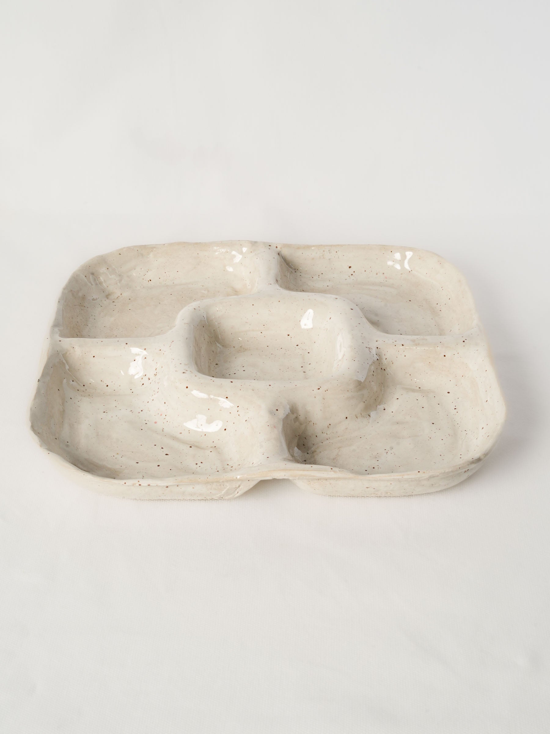 Contemporary French Artisan Ceramic Apéritif Tray - 13½" x 13½"