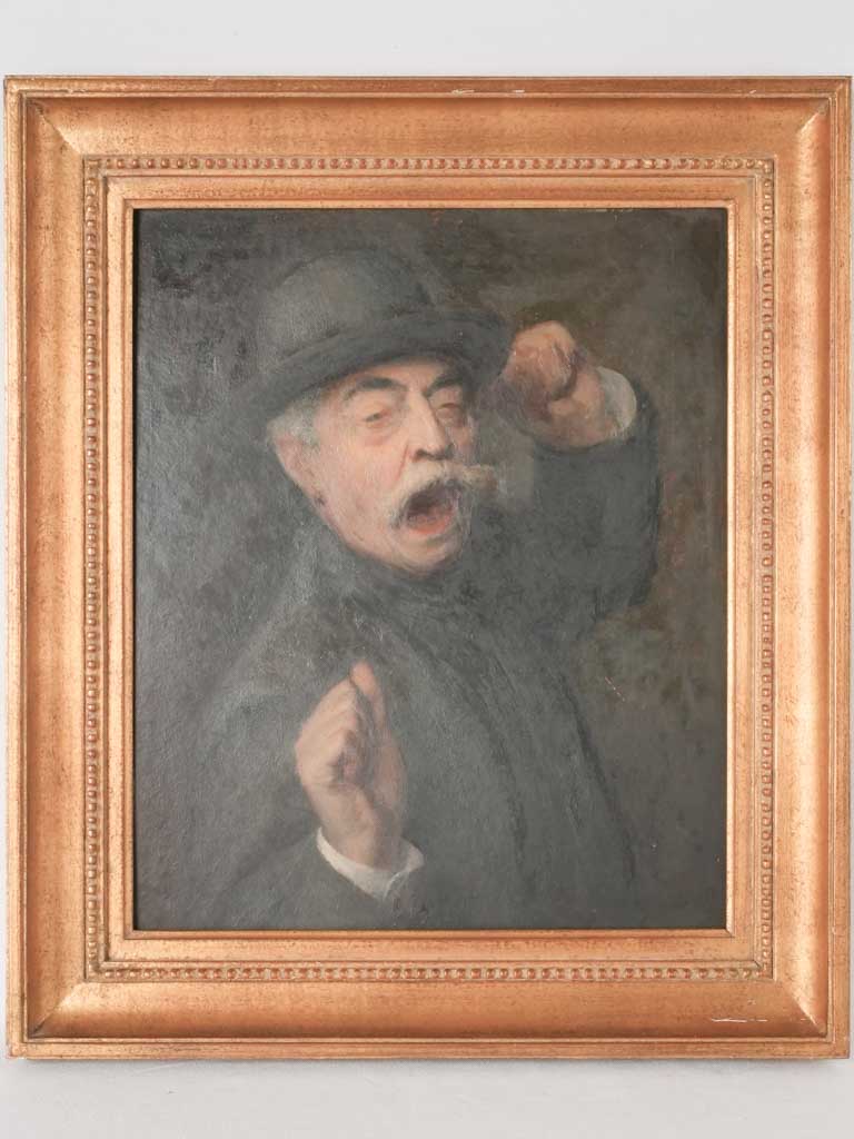 Self portrait - yawning man in a bowler hat 23¼" x 20"