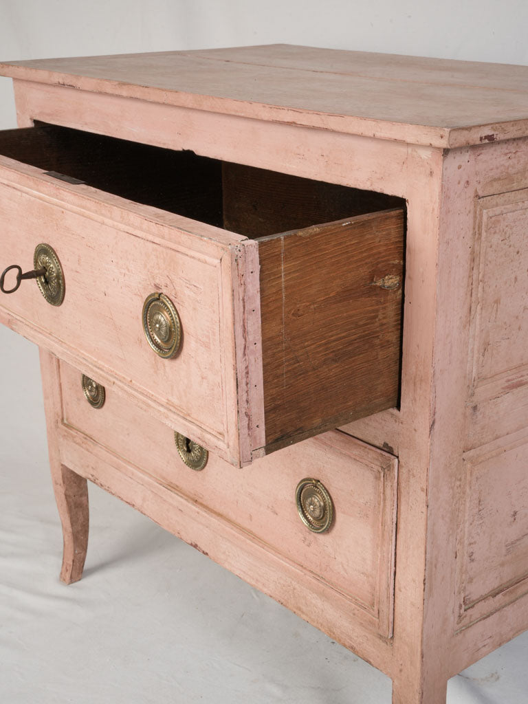 Antique Petite Louis XVI Commode Sauteuse w/ Blush Patina - 33¾" x 34¼"