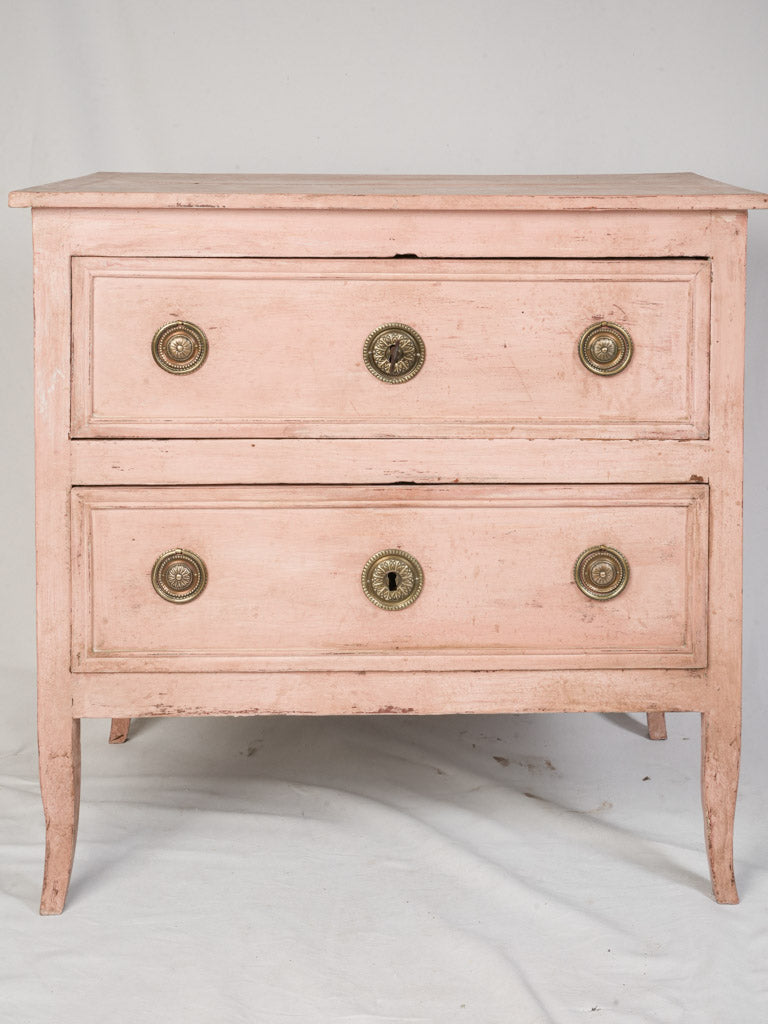 Antique Petite Louis XVI Commode Sauteuse w/ Blush Patina - 33¾" x 34¼"
