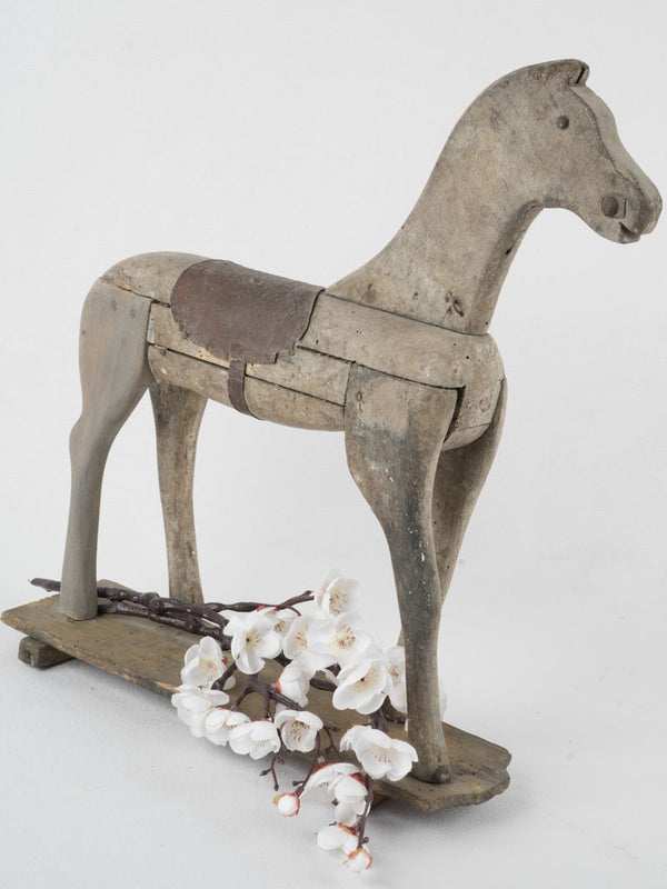 Charming, weathered French wooden horse toy