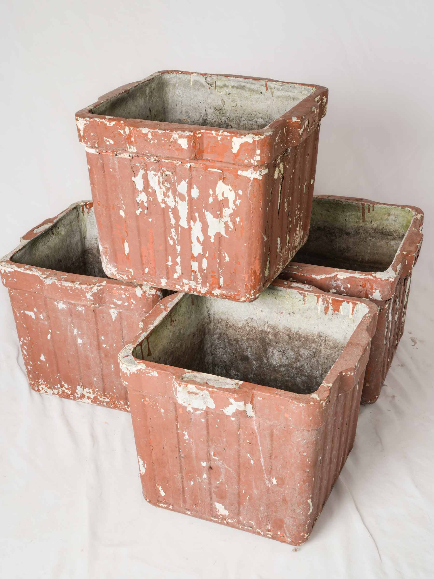 Set of Four Garden Planters w/ Weathered Finish, Attributed to Willy Guhl - 14¼" x 17"