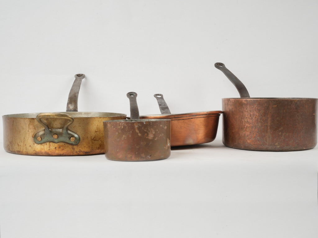 Authentic French culinary copper set