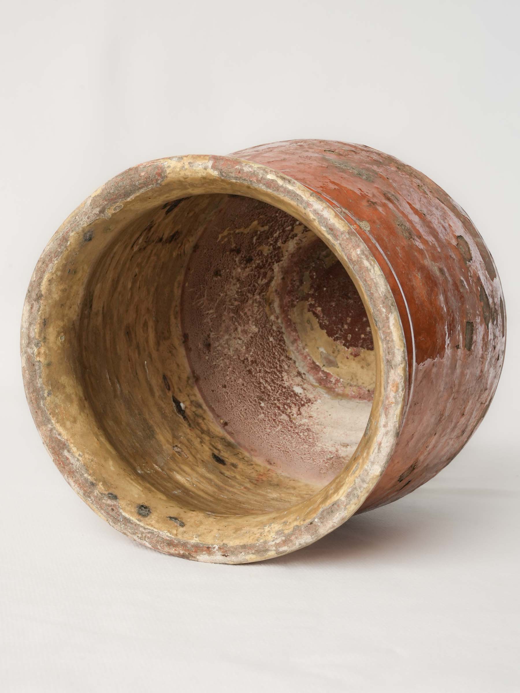 19th Century French Confit Pot w/ Warm Orange Glaze and Rustic Patina - 8¼"