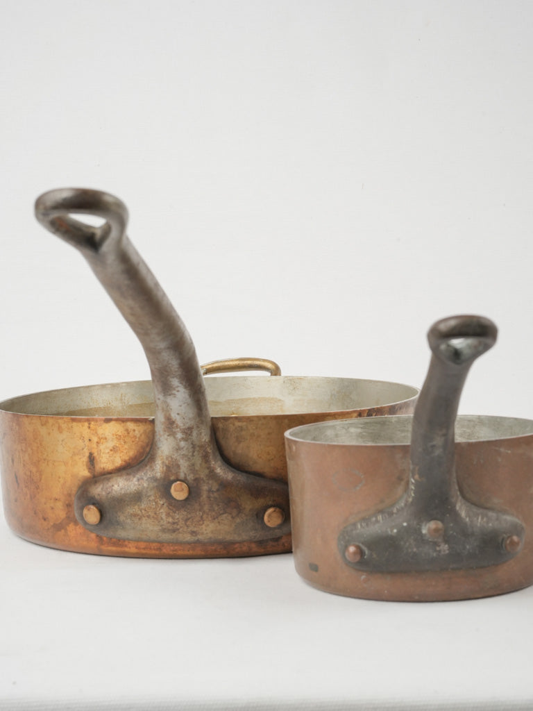 Rustic vintage copper saucepan set