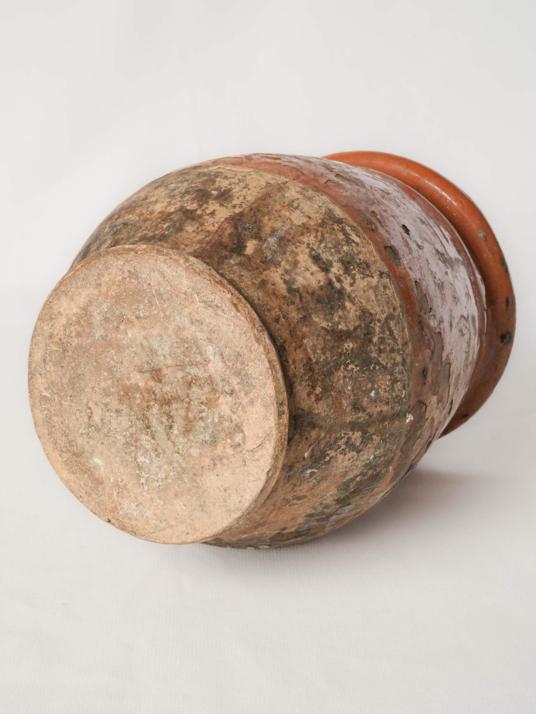 19th Century French Confit Pot w/ Warm Orange Glaze and Rustic Patina - 8¼"