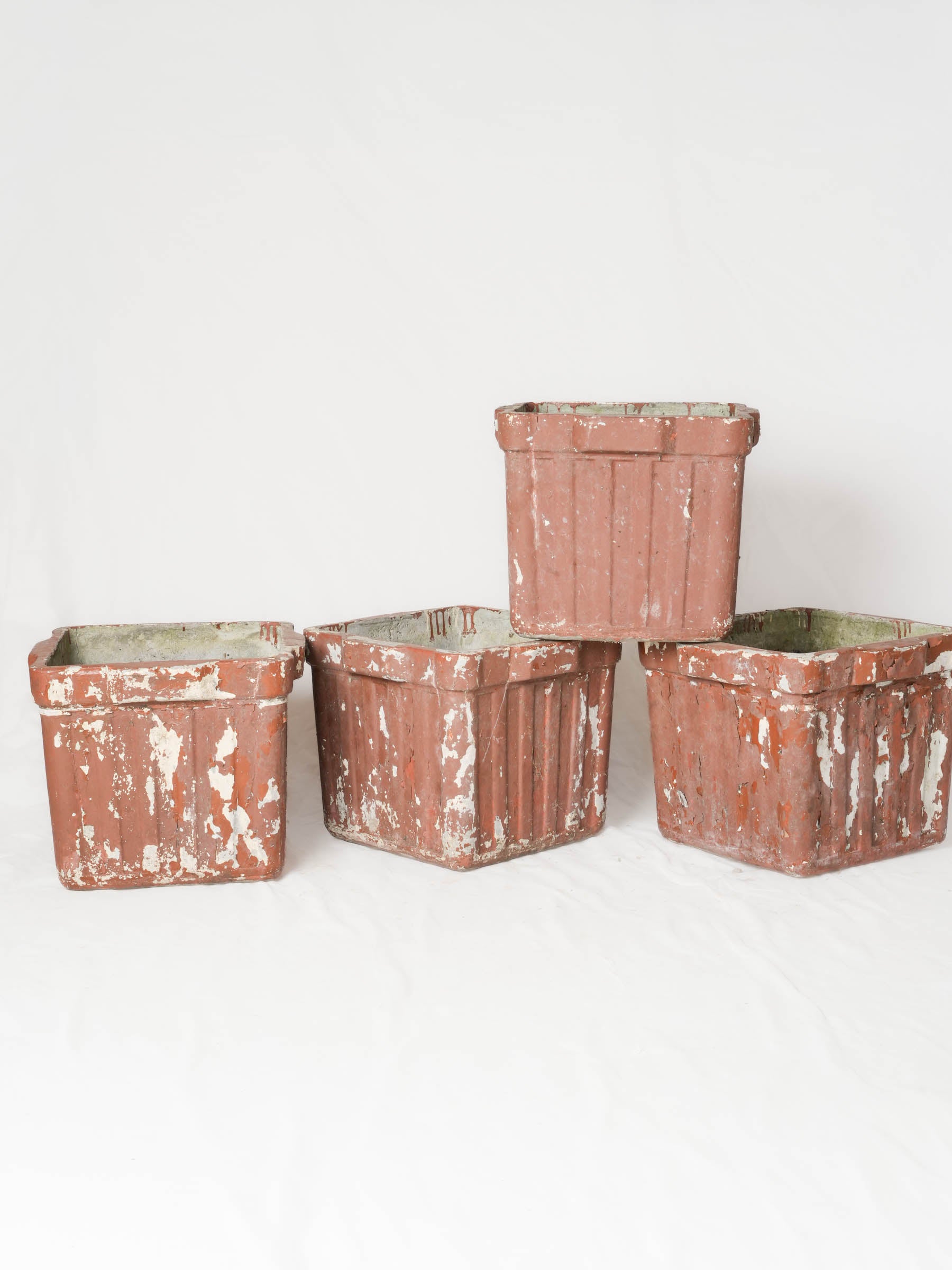 Set of Four Garden Planters w/ Weathered Finish, Attributed to Willy Guhl - 14¼" x 17"