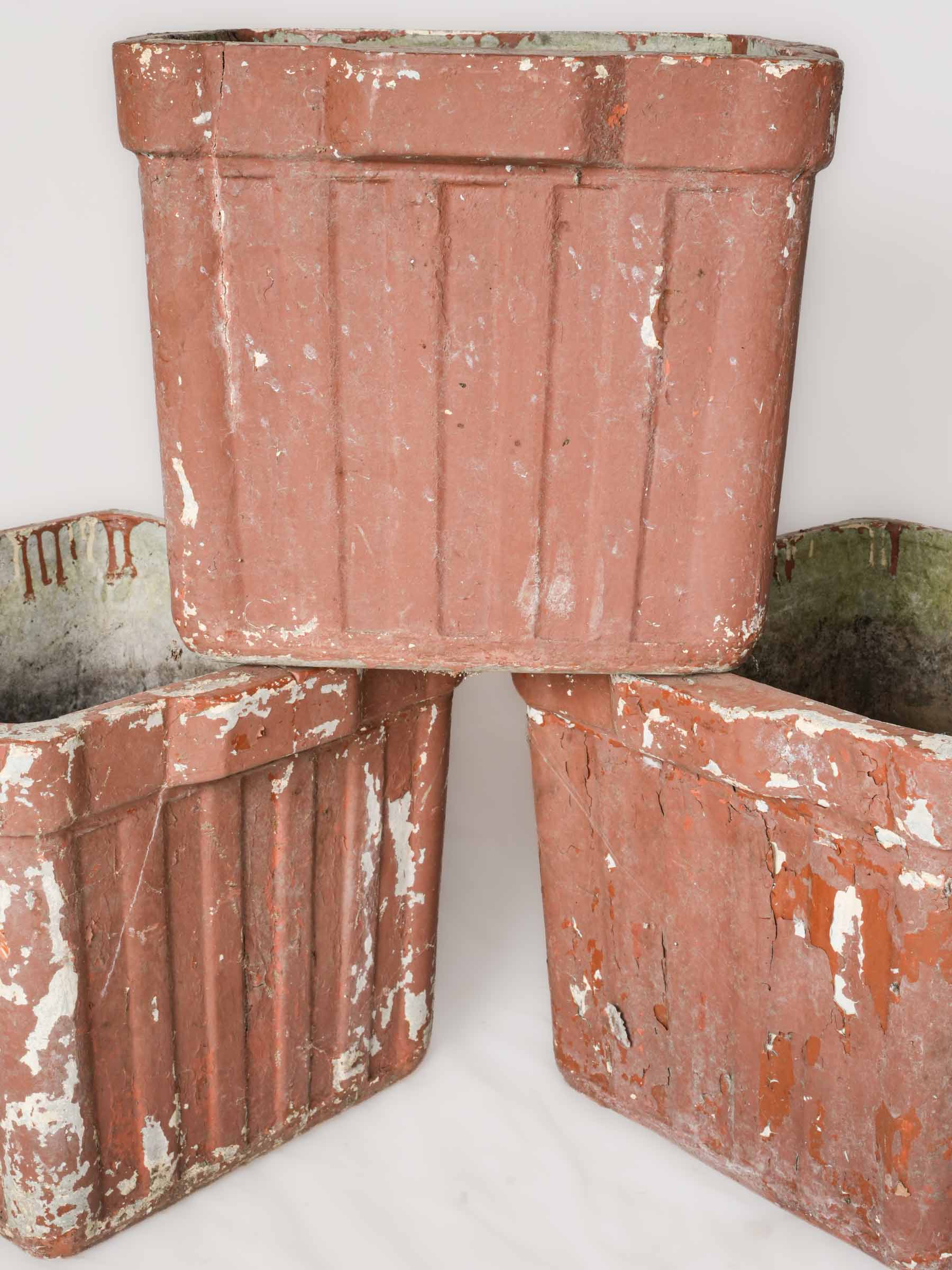 Set of Four Garden Planters w/ Weathered Finish, Attributed to Willy Guhl - 14¼" x 17"
