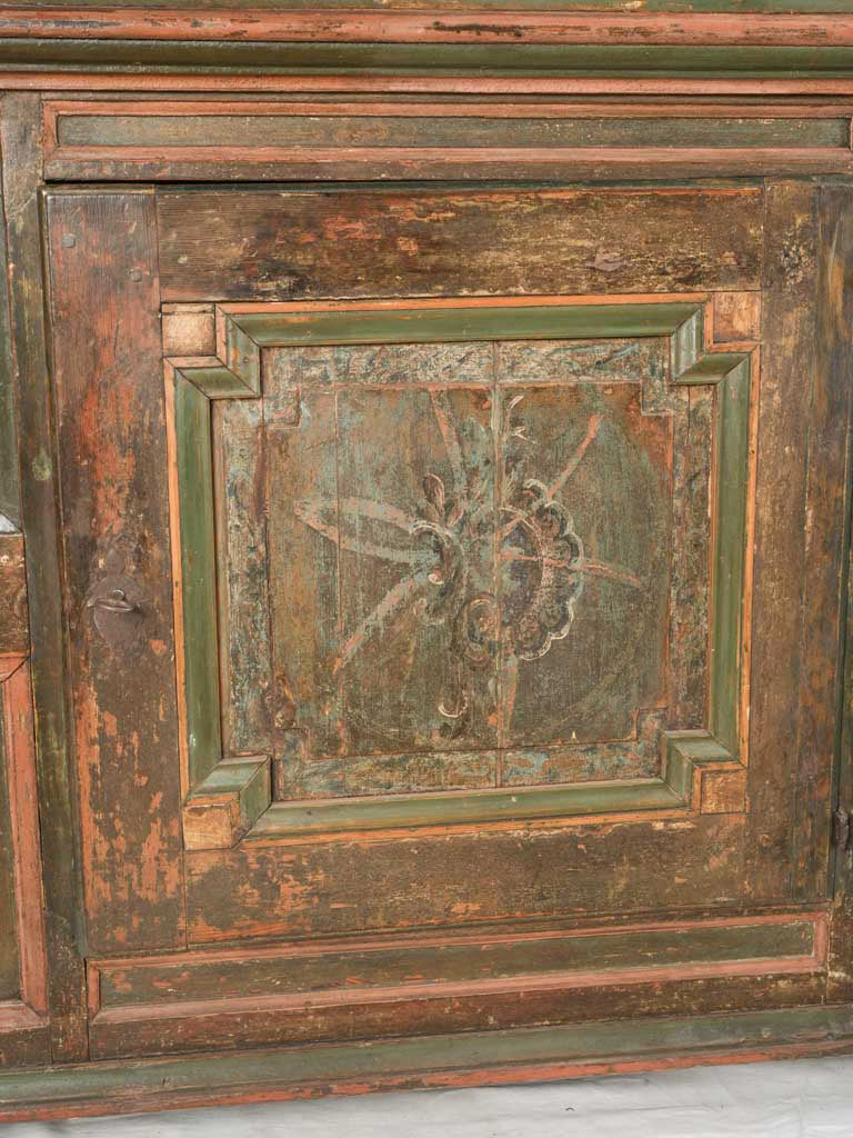 Folk art iron-hinged storage cabinet  