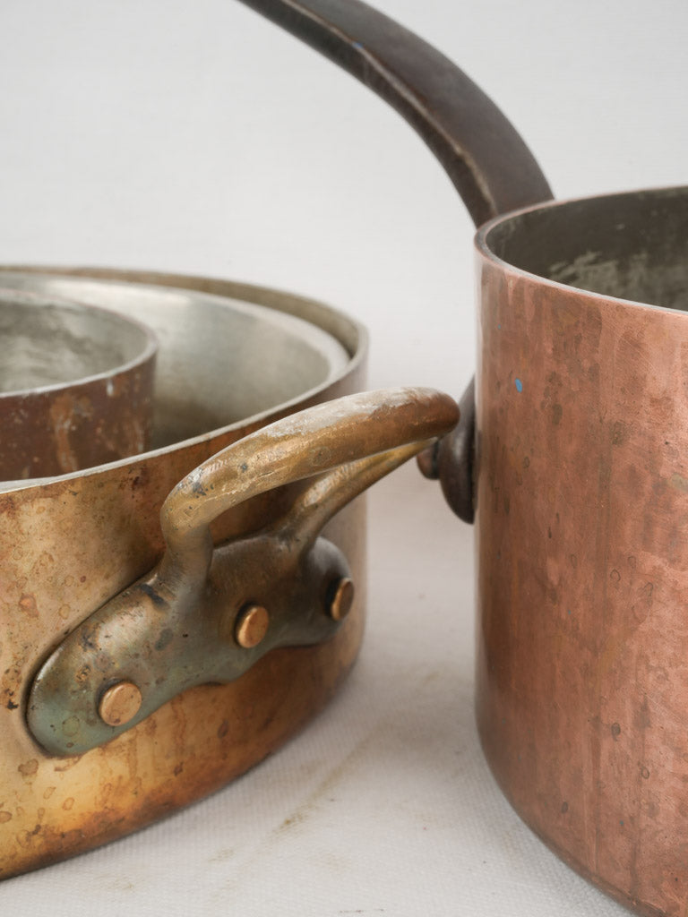 Hand-tinned vintage copper saucepans