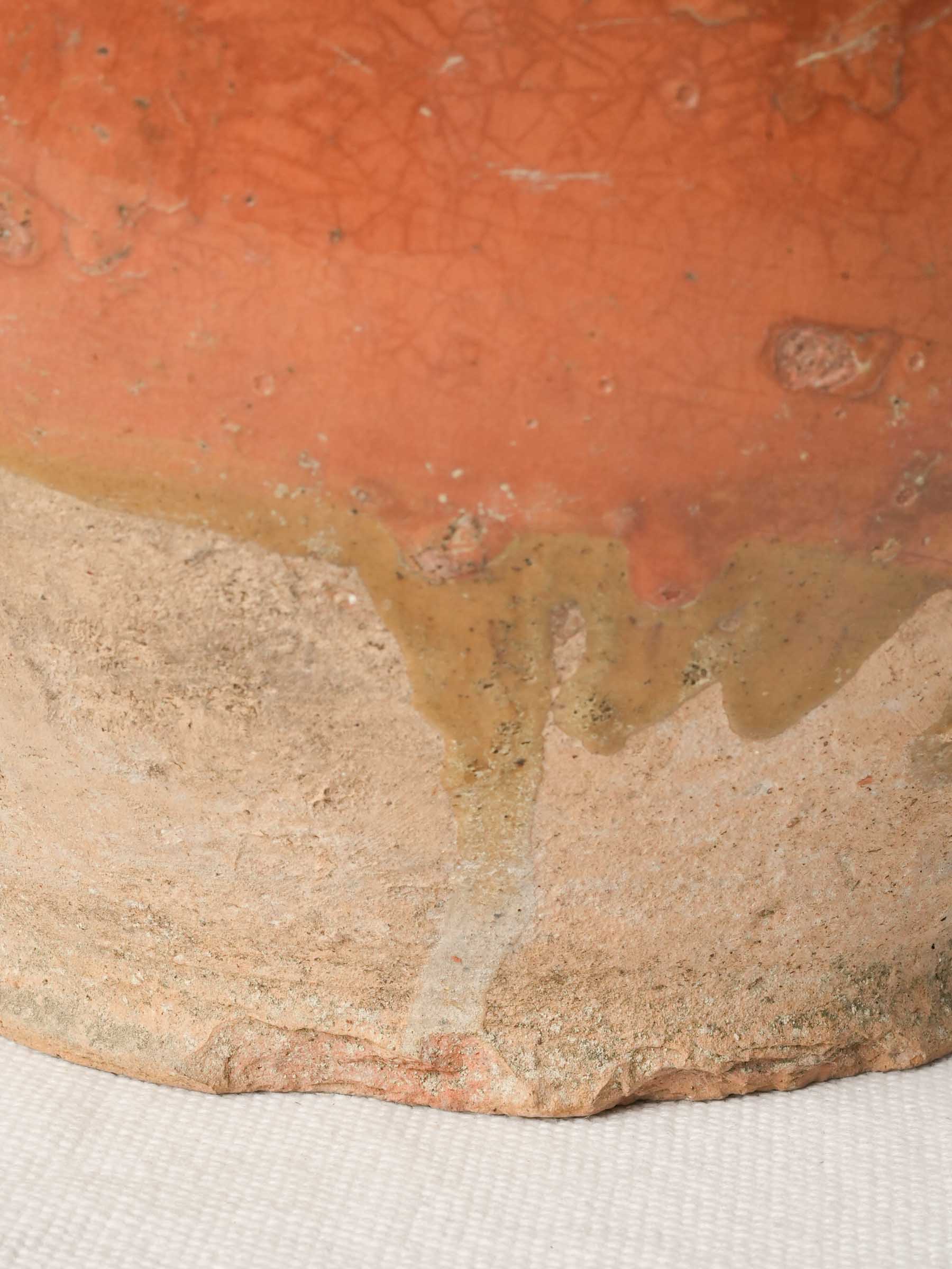 Characterful French Country Confit Pot w/ Orange Glaze - 9½"