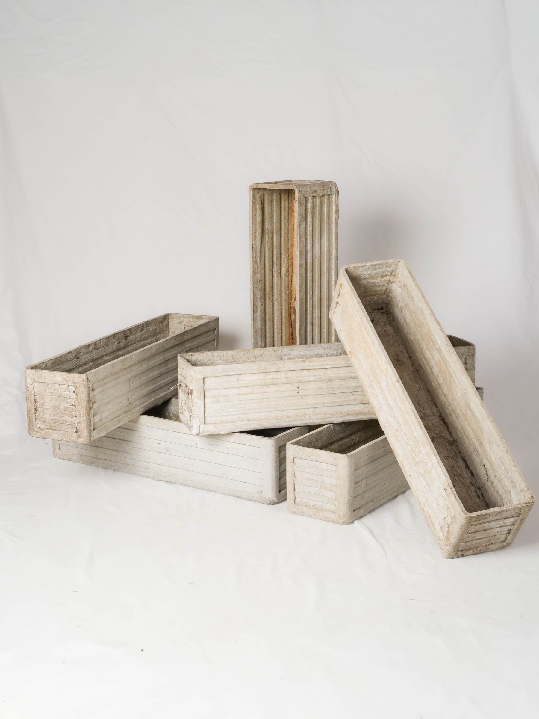 Set of Six Mid-Century Rectangular Planters, Willy Guhl for Eternit, c. 1950s - 35½"