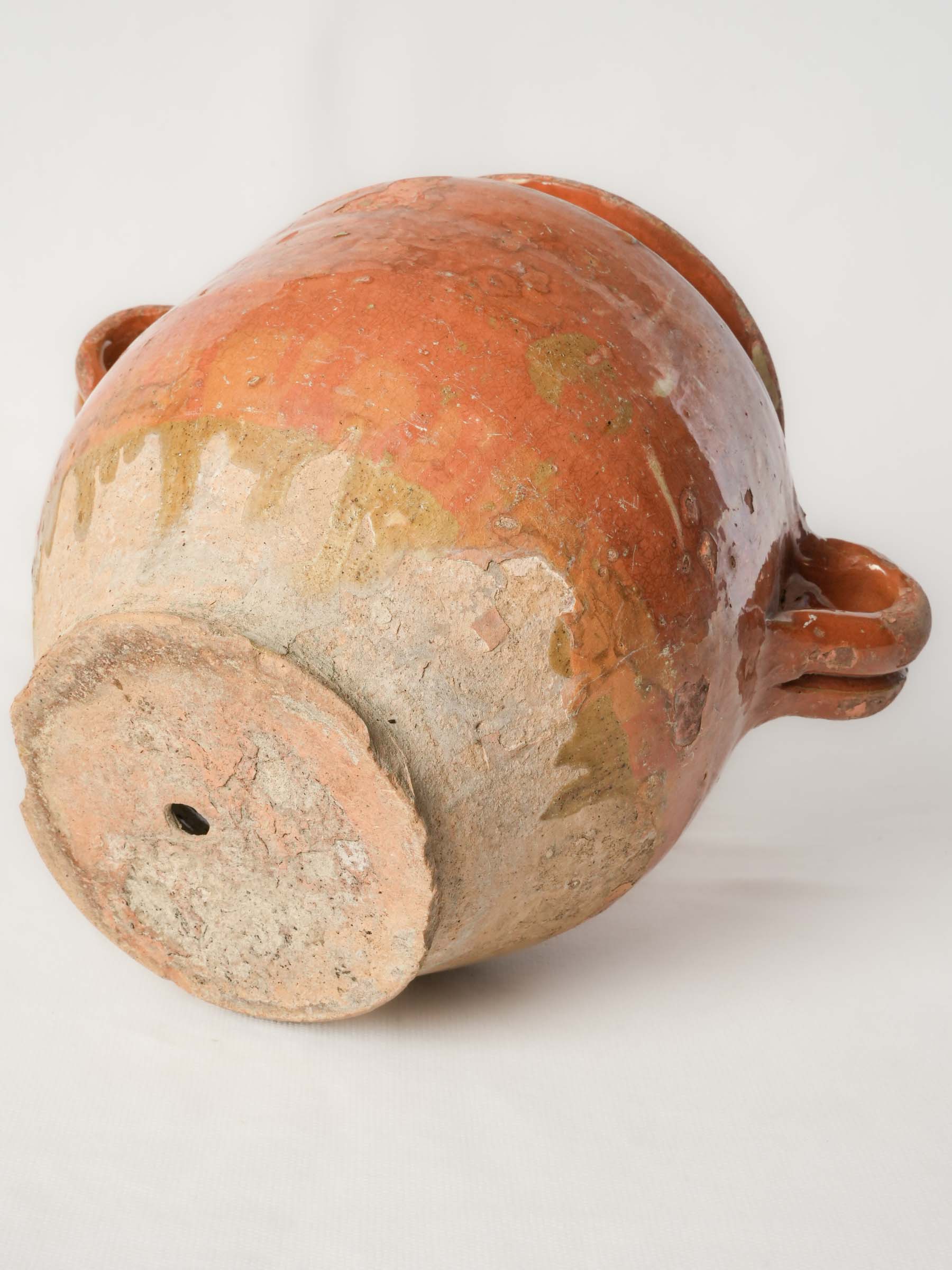Characterful French Country Confit Pot w/ Orange Glaze - 9½"