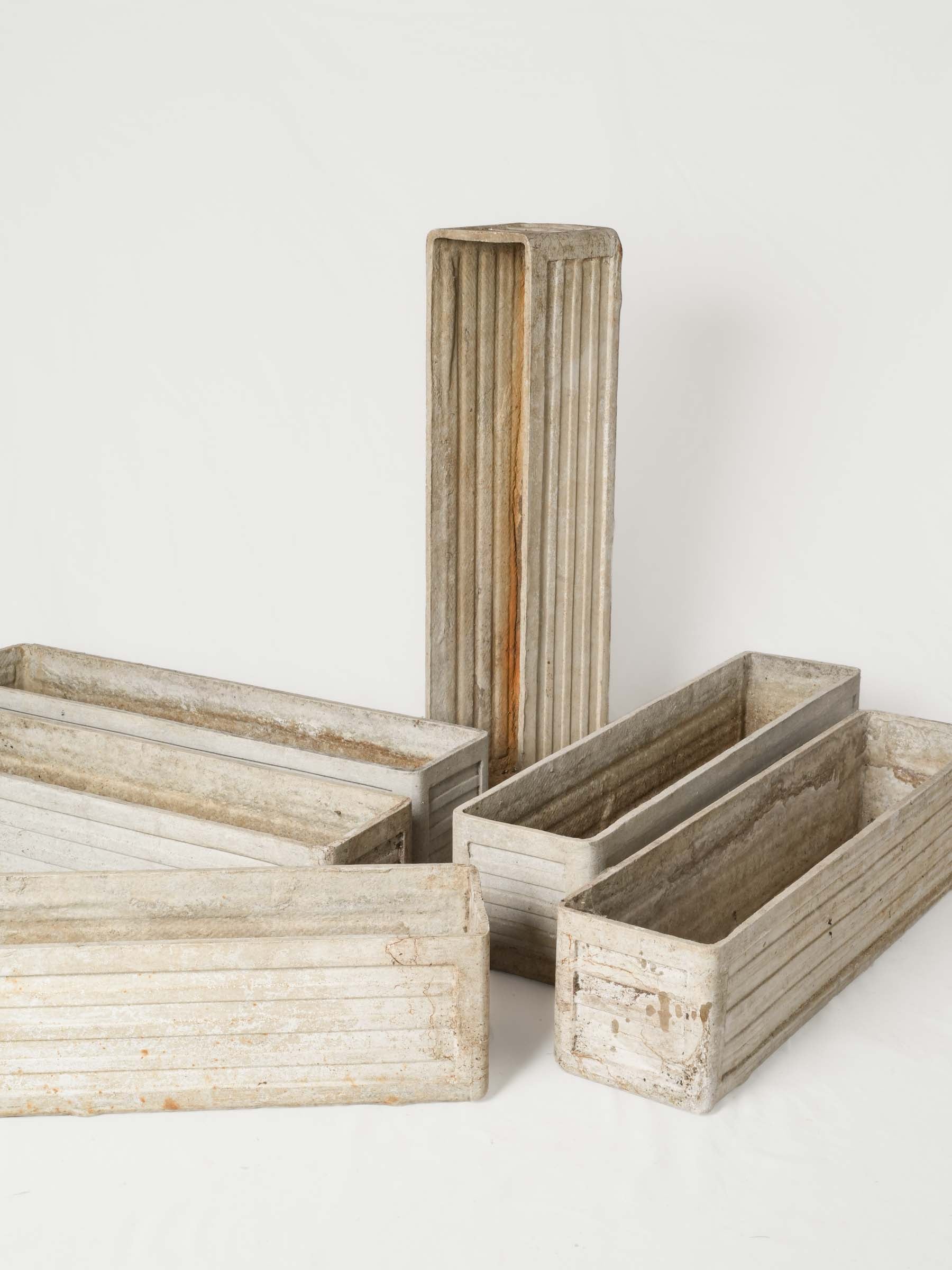Set of Six Mid-Century Rectangular Planters, Willy Guhl for Eternit, c. 1950s - 35½"