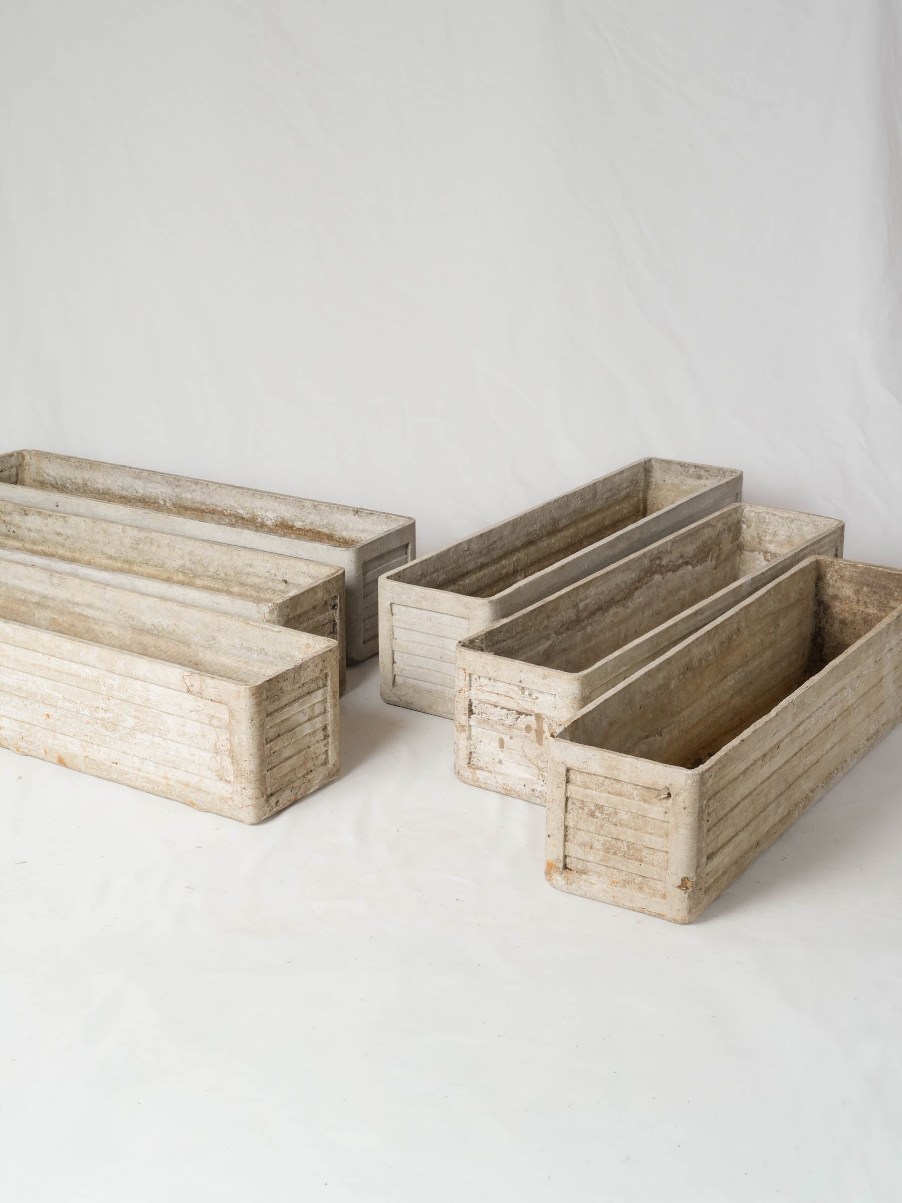Set of Six Mid-Century Rectangular Planters, Willy Guhl for Eternit, c. 1950s - 35½"