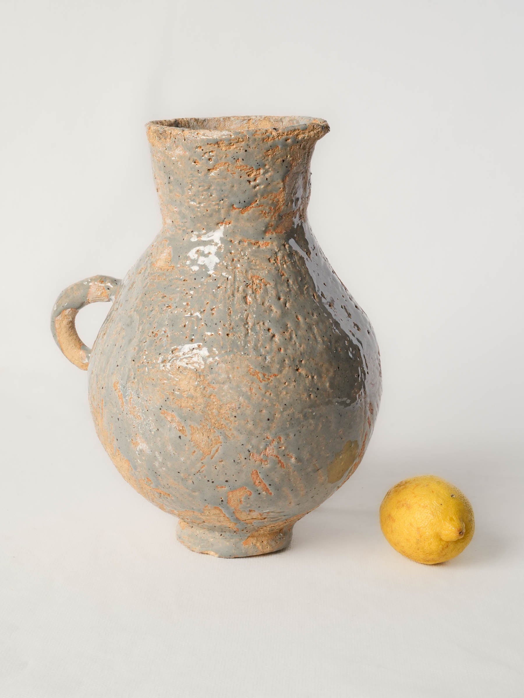 Contemporary French Artisan Ceramic Pitcher - 10¾"