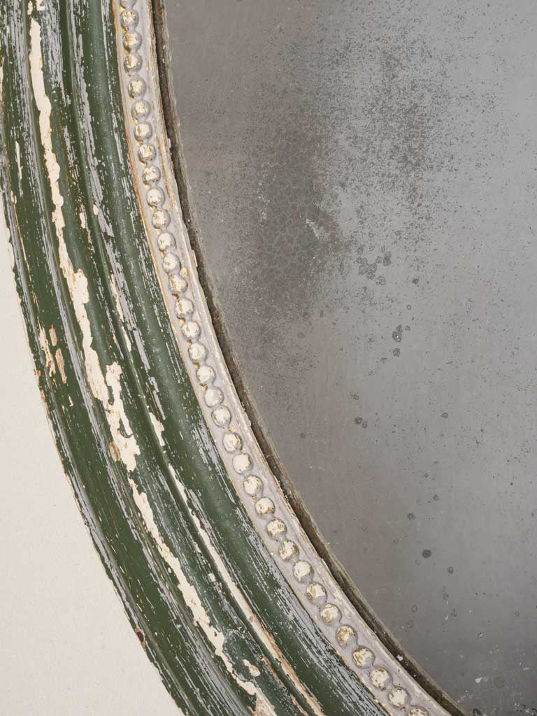 Large patina-decorated antique mirror  