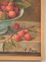 Rustic vintage bowl of cherries