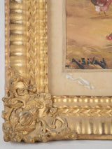 Gilded-frame antique countryside watercolor art