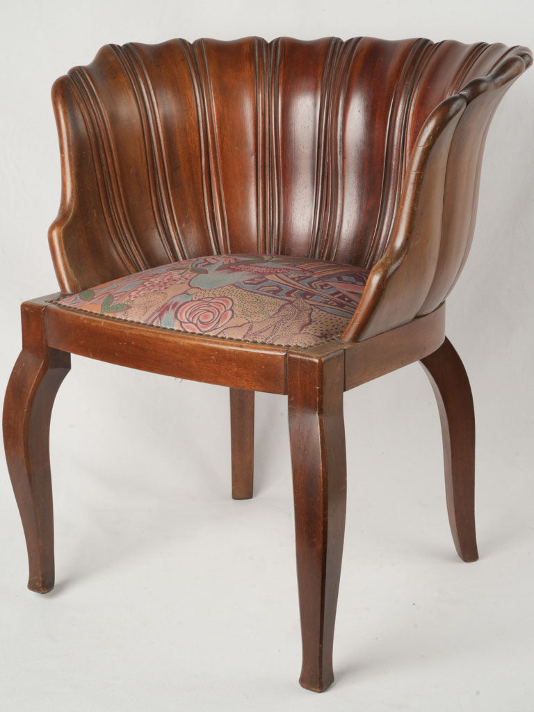 Striking Art Deco Era Shell-Shaped Wooden Chair