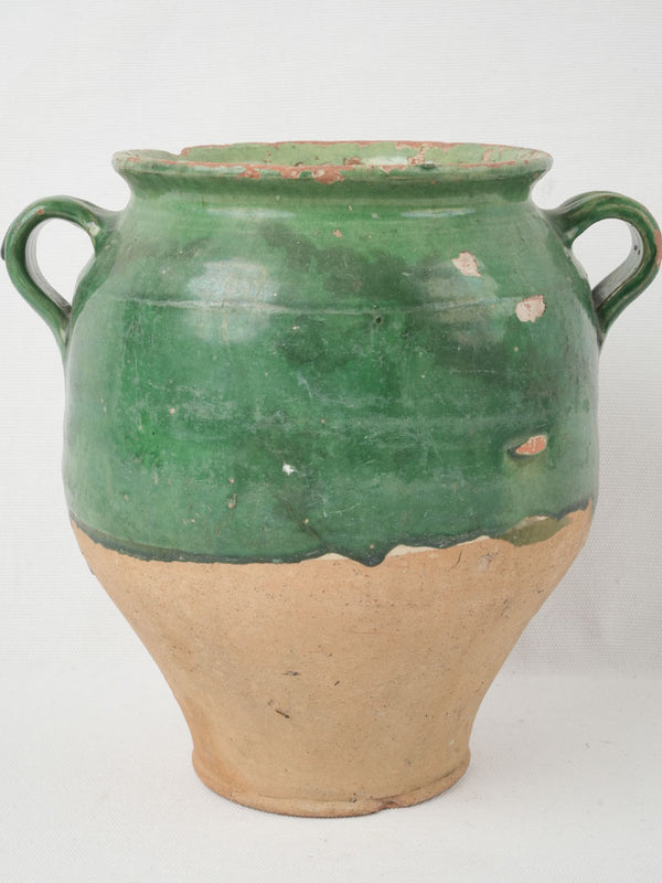 Antique green glazed French pot