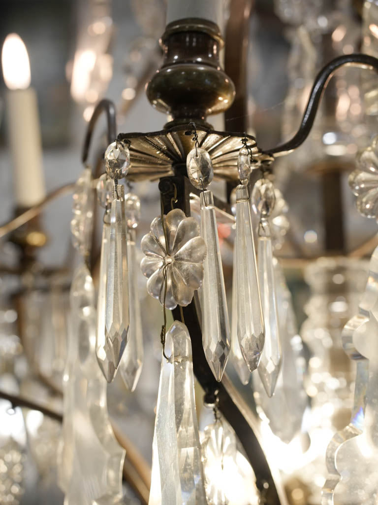 Impressive French  Gilt-Bronze Cage Chandelier w/ Crystal Drops - 52"