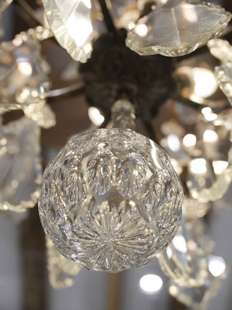 Impressive French  Gilt-Bronze Cage Chandelier w/ Crystal Drops - 52"