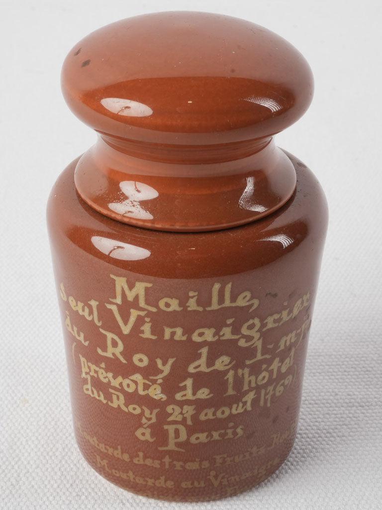 Historic glazed stoneware condiment jar  