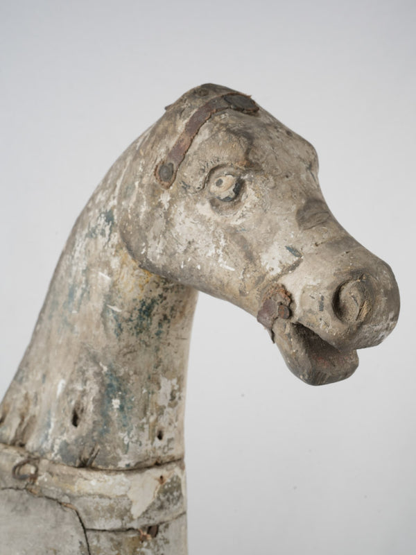 Rustic, handmade wooden horse toy