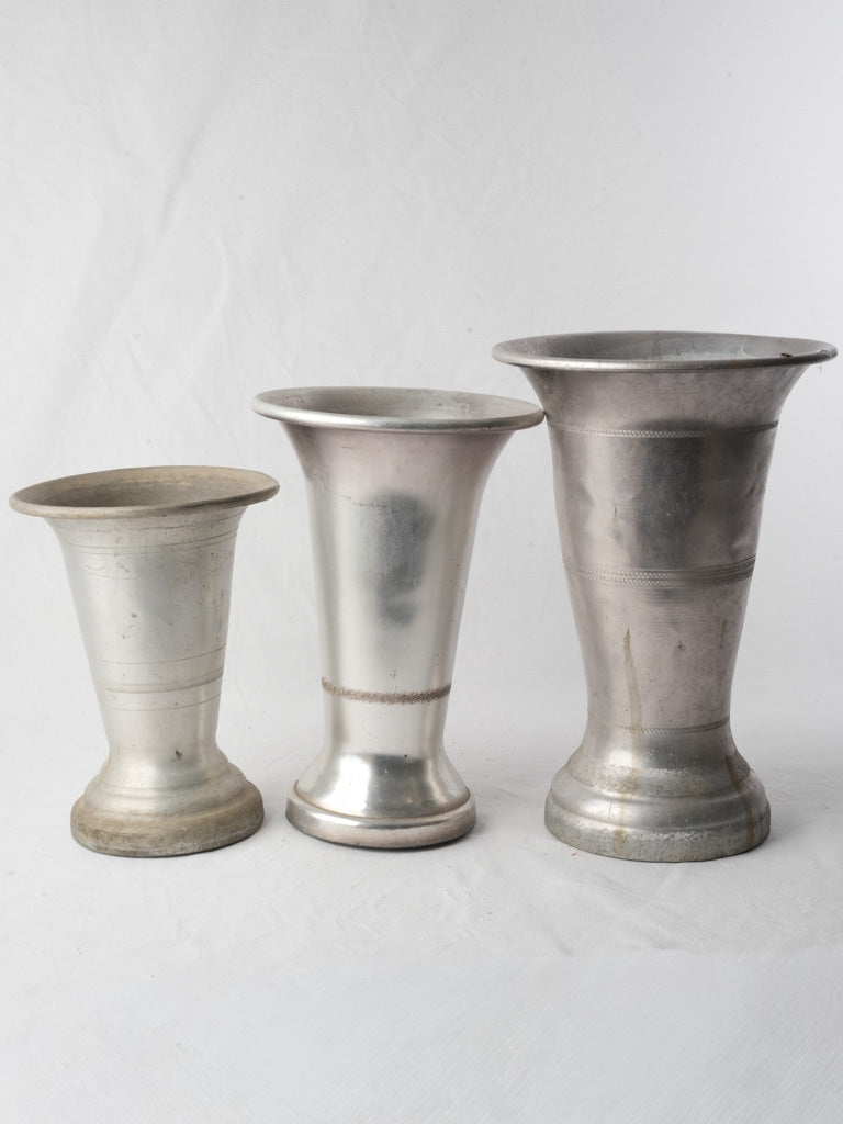 Charming antique metal vases