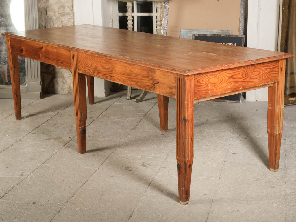 Large French Pitch Pine Shop Table c. 1900 - 95"