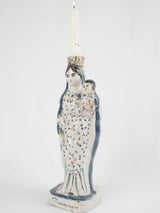 Antique hand-painted Quimper candlestick