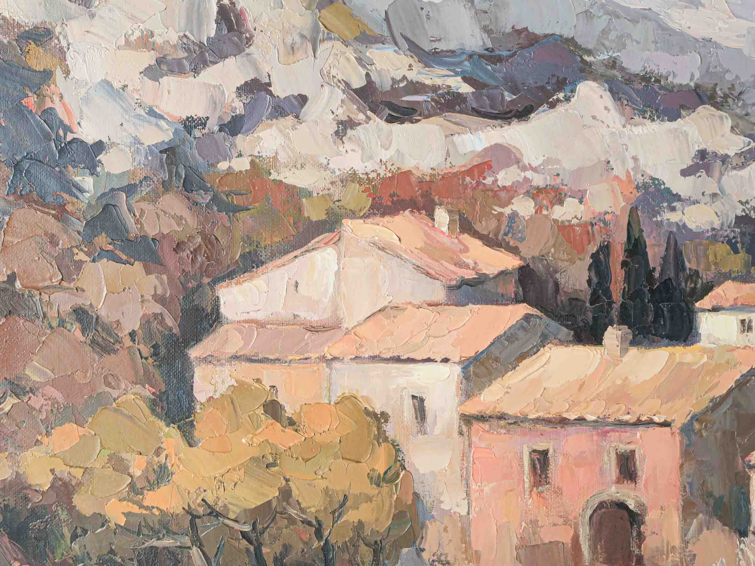 Large Oil on Canvas, Farmhouse in the Alpilles, Signed and Dated 1980 - 21¾" x 26½"