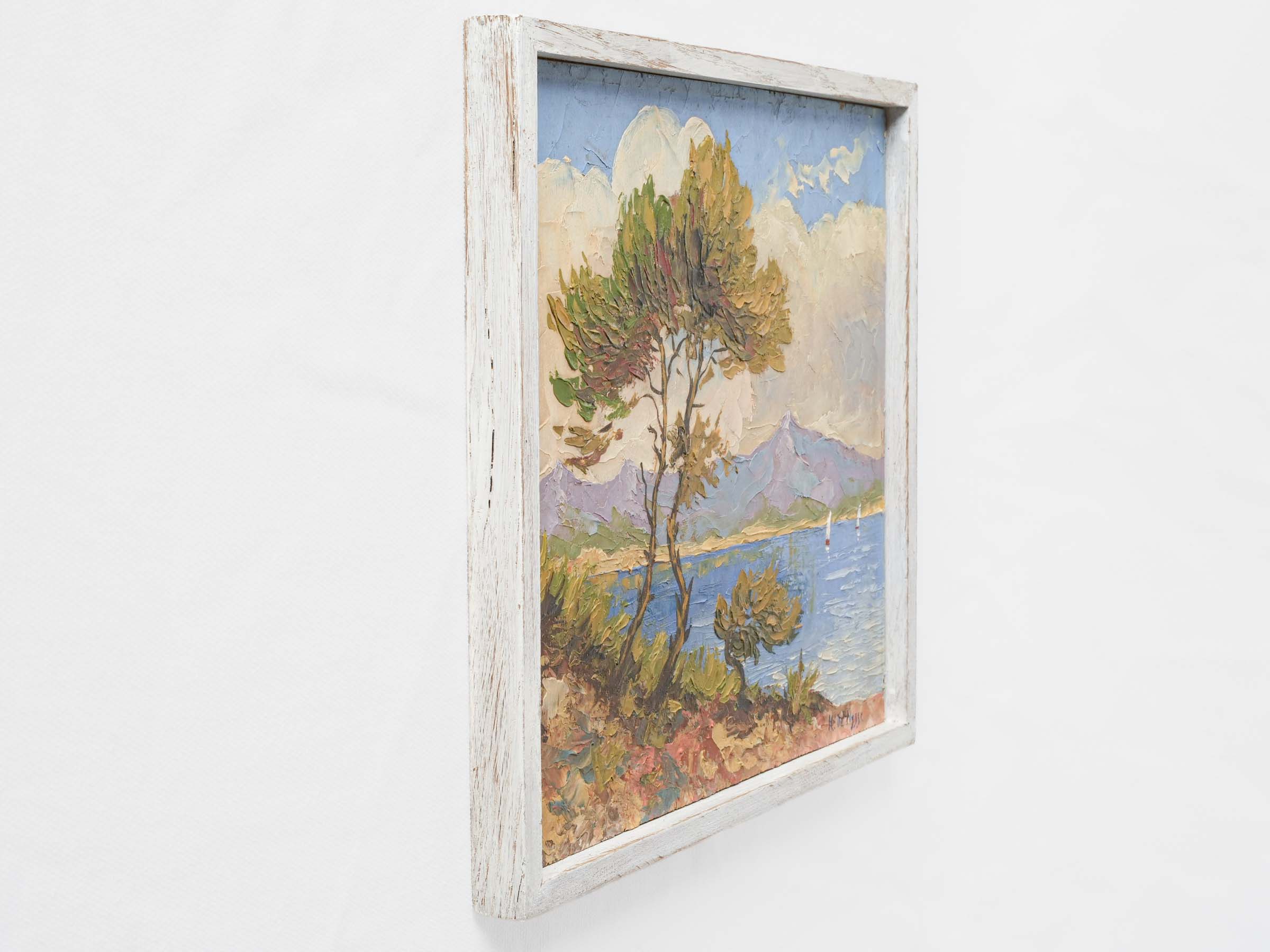 Small Mid-20th-Century French Oil on Panel - Juan-les-Pins - 11" x 12½"