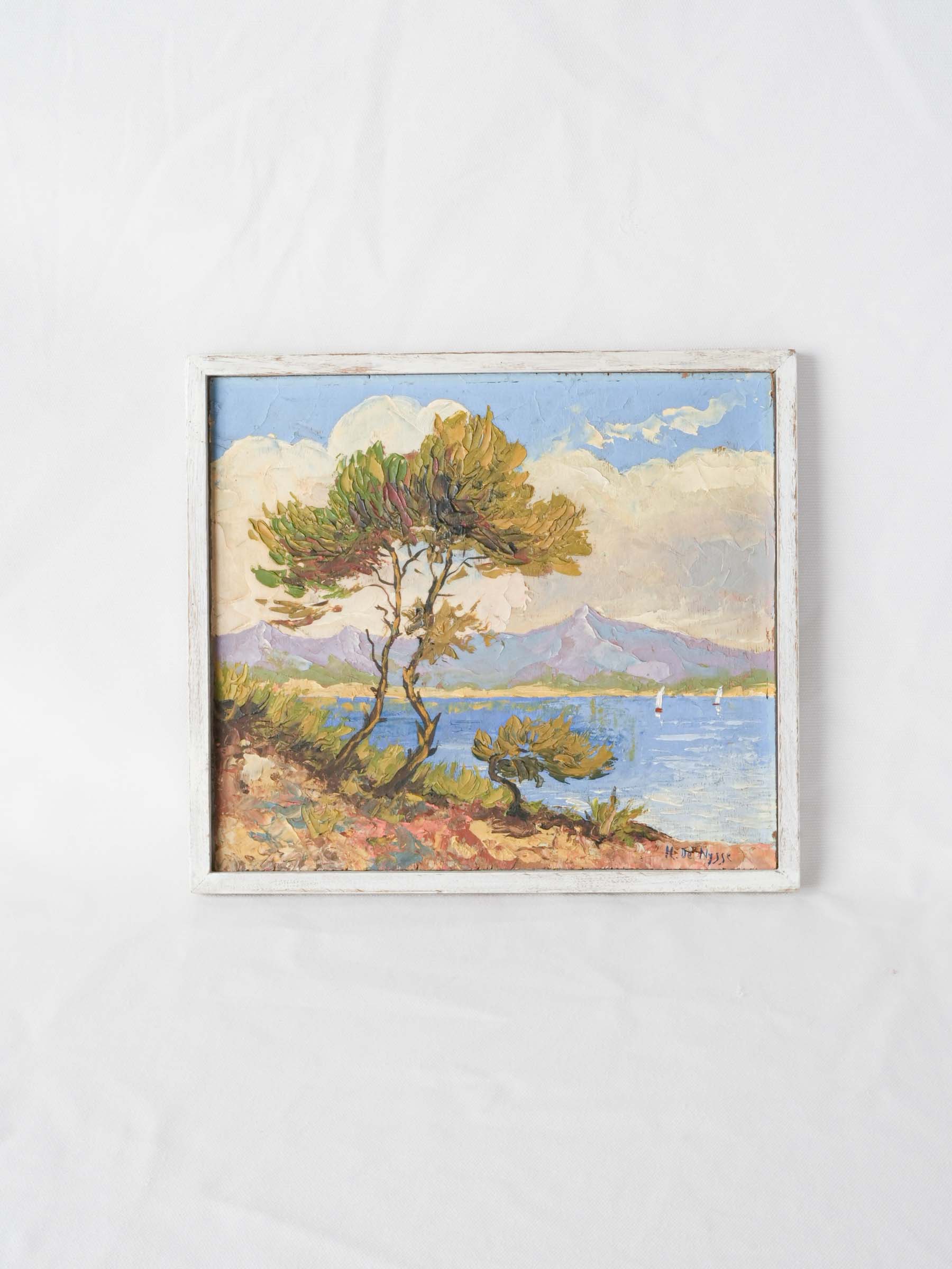 Small Mid-20th-Century French Oil on Panel - Juan-les-Pins - 11" x 12½"