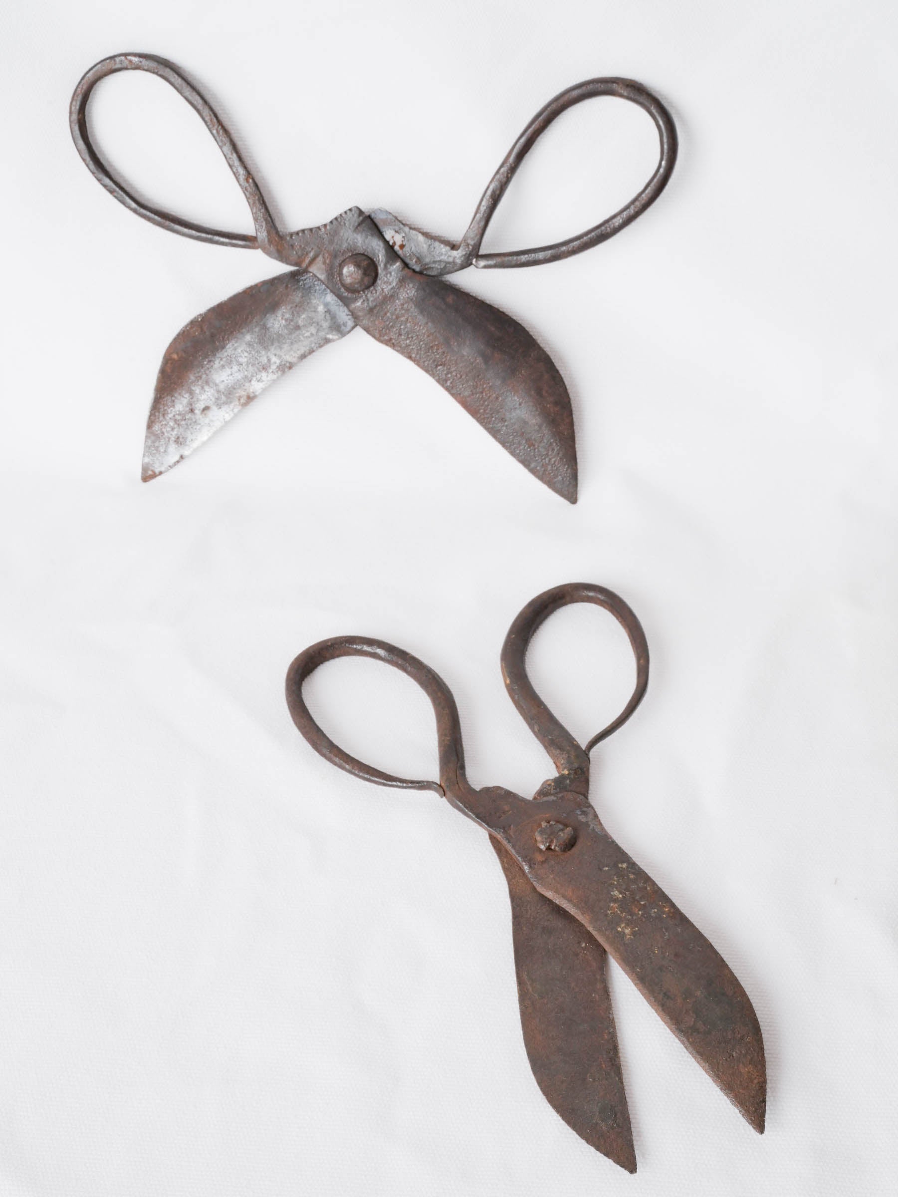 Set of Twelve Antique French Forged-Iron Sheep Shears - 11"